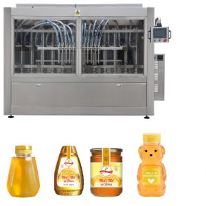 Servo Automatic Piston Type Sauce Honey Jam Kelikatan Tinggi Pengisian Liquid Capping Label Machine Line